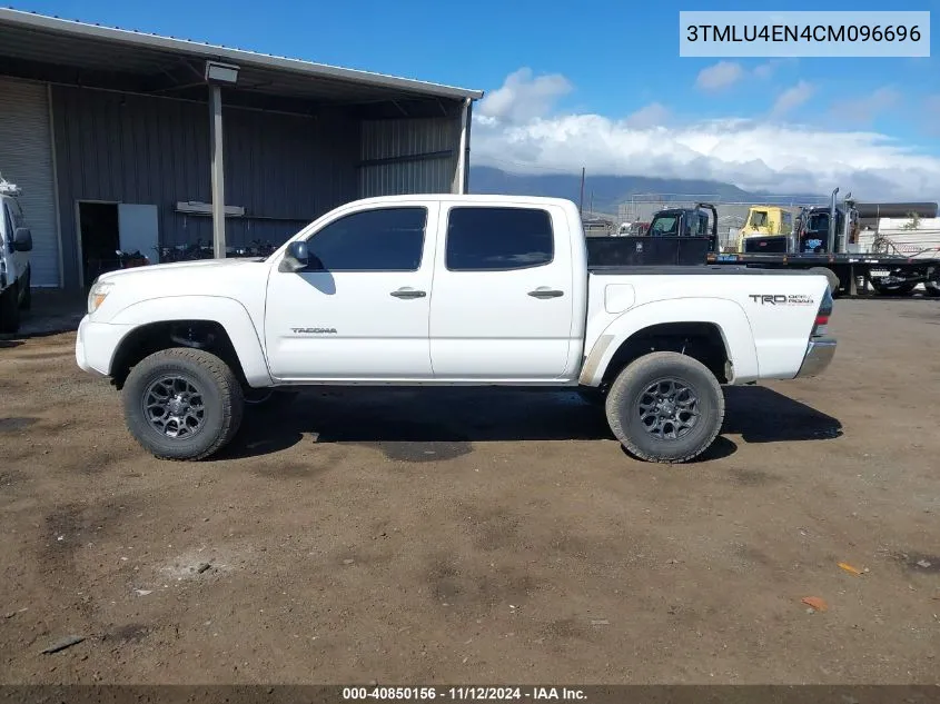 2012 Toyota Tacoma Base V6 VIN: 3TMLU4EN4CM096696 Lot: 40850156