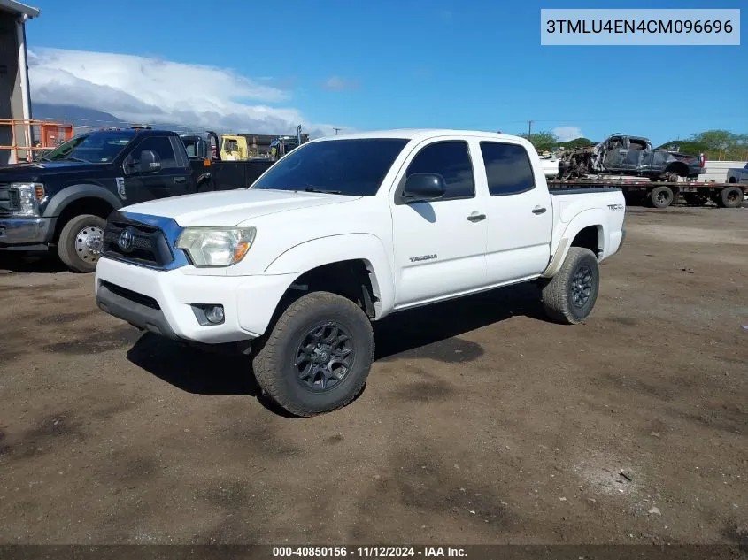 2012 Toyota Tacoma Base V6 VIN: 3TMLU4EN4CM096696 Lot: 40850156