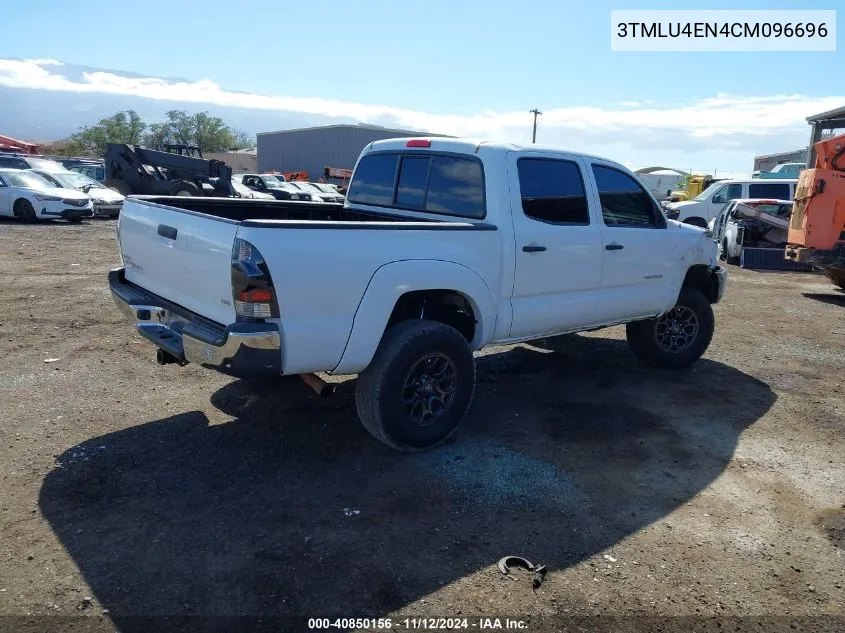 2012 Toyota Tacoma Base V6 VIN: 3TMLU4EN4CM096696 Lot: 40850156