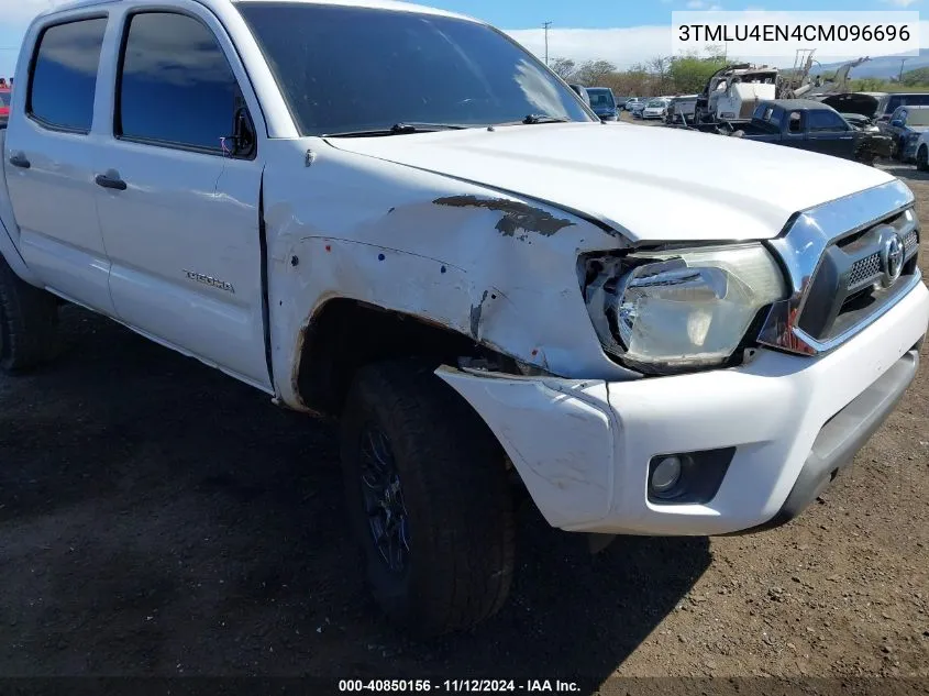 2012 Toyota Tacoma Base V6 VIN: 3TMLU4EN4CM096696 Lot: 40850156