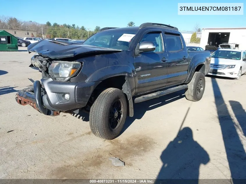 2012 Toyota Tacoma Base V6 VIN: 3TMLU4EN7CM081187 Lot: 40873231