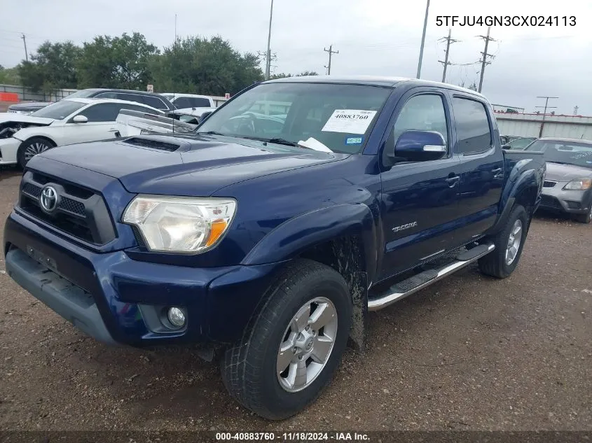 2012 Toyota Tacoma Double Cab Prerunner VIN: 5TFJU4GN3CX024113 Lot: 40883760