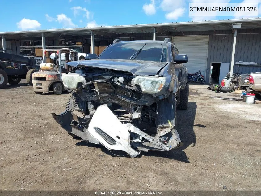 2013 Toyota Tacoma Base V6 VIN: 3TMMU4FN4DM051326 Lot: 40126029