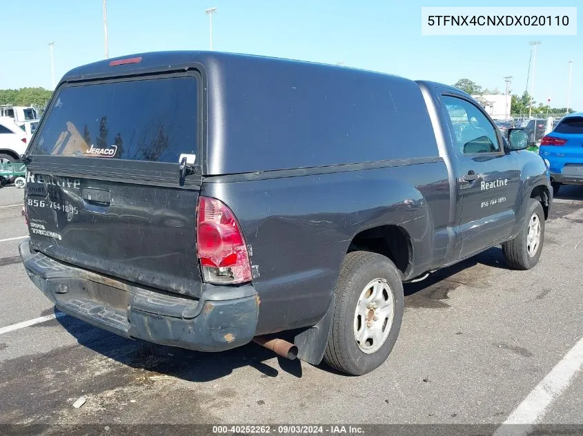 2013 Toyota Tacoma VIN: 5TFNX4CNXDX020110 Lot: 40252262