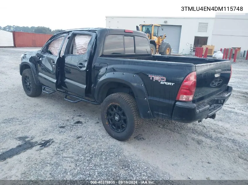 2013 Toyota Tacoma Double Cab VIN: 3TMLU4EN4DM115748 Lot: 40376935