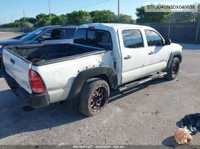 2013 Toyota Tacoma Double Cab Prerunner VIN: 5TFJU4GN5DX040038 Lot: 40411227