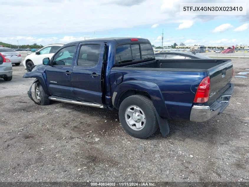 2013 Toyota Tacoma Double Cab VIN: 5TFJX4GN3DX023410 Lot: 40834003