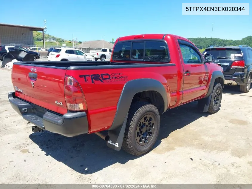 2014 Toyota Tacoma VIN: 5TFPX4EN3EX020344 Lot: 39764590