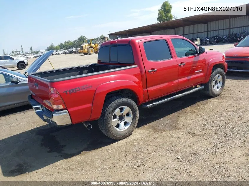 2014 Toyota Tacoma Prerunner VIN: 5TFJX4GN8EX027910 Lot: 40076993