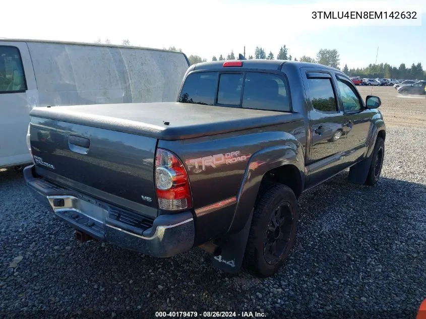 2014 Toyota Tacoma Base V6 VIN: 3TMLU4EN8EM142632 Lot: 40179479