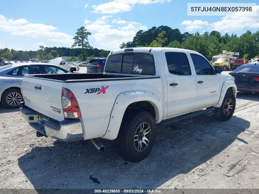 2014 Toyota Tacoma Prerunner V6 VIN: 5TFJU4GN8EX057398 Lot: 40239655