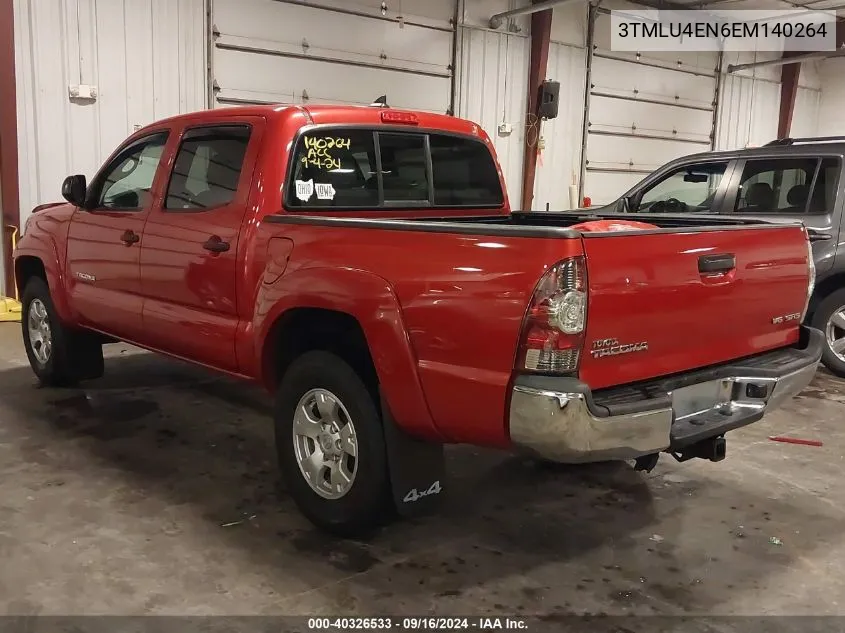 2014 Toyota Tacoma Base V6 VIN: 3TMLU4EN6EM140264 Lot: 40326533