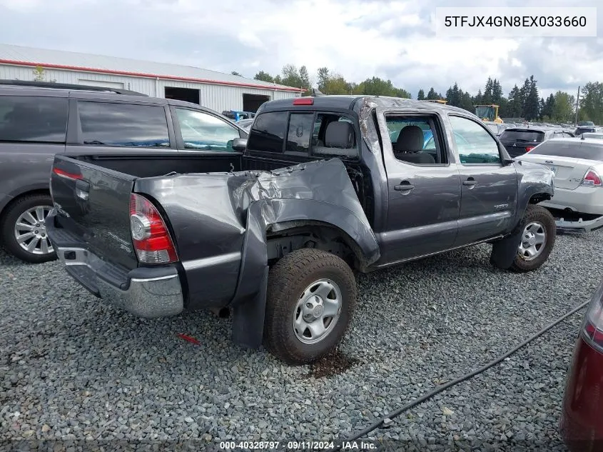 2014 Toyota Tacoma Prerunner VIN: 5TFJX4GN8EX033660 Lot: 40328797