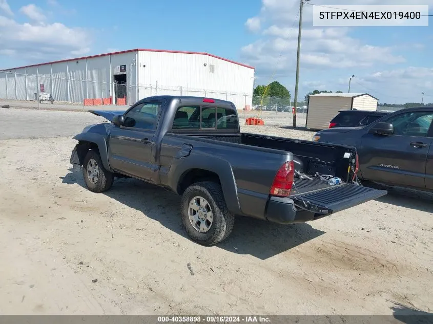 2014 Toyota Tacoma VIN: 5TFPX4EN4EX019400 Lot: 40358898