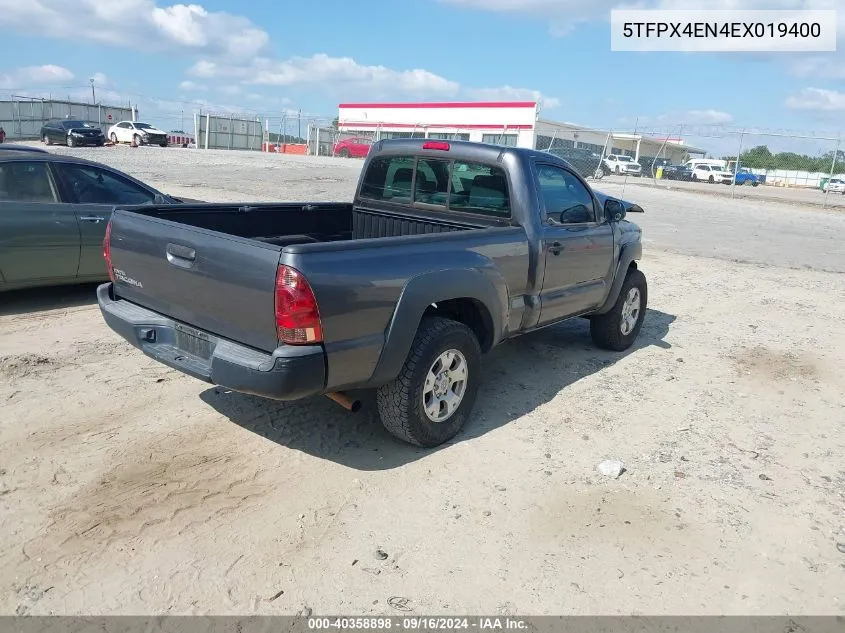 2014 Toyota Tacoma VIN: 5TFPX4EN4EX019400 Lot: 40358898