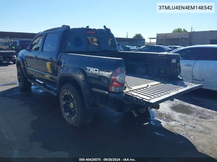 2014 Toyota Tacoma Base V6 VIN: 3TMLU4EN4EM148542 Lot: 40425575