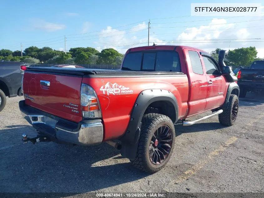 5TFTX4GN3EX028777 2014 Toyota Tacoma Prerunner Access Cab