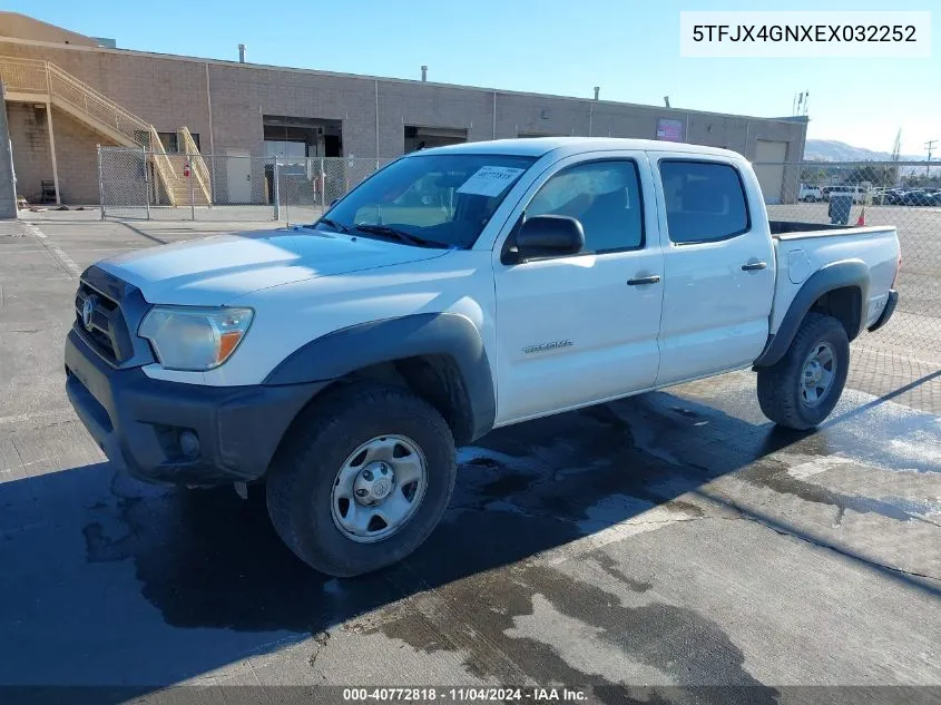 2014 Toyota Tacoma Prerunner VIN: 5TFJX4GNXEX032252 Lot: 40772818