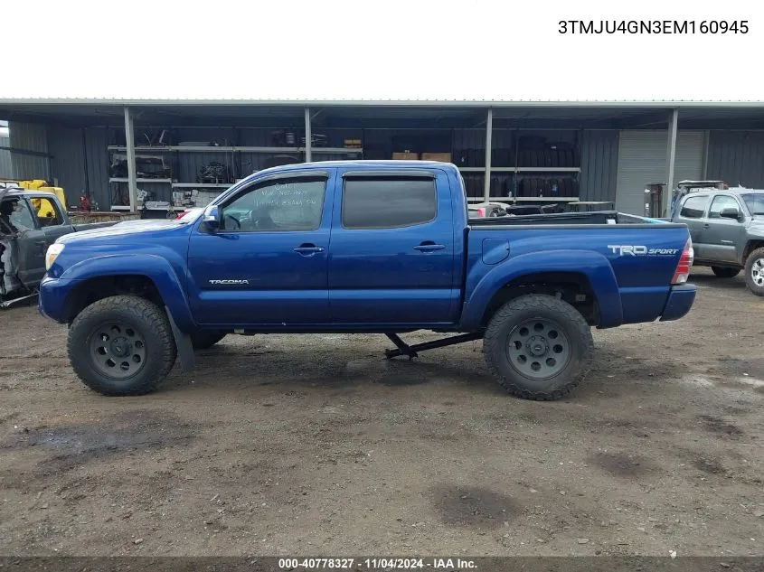 2014 Toyota Tacoma Prerunner V6 VIN: 3TMJU4GN3EM160945 Lot: 40778327