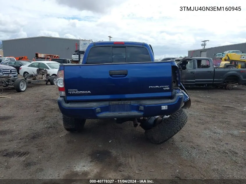 2014 Toyota Tacoma Prerunner V6 VIN: 3TMJU4GN3EM160945 Lot: 40778327