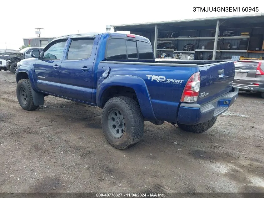 2014 Toyota Tacoma Prerunner V6 VIN: 3TMJU4GN3EM160945 Lot: 40778327