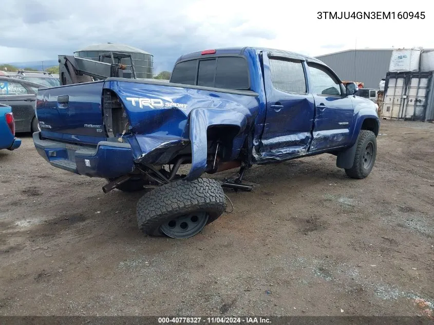 2014 Toyota Tacoma Prerunner V6 VIN: 3TMJU4GN3EM160945 Lot: 40778327