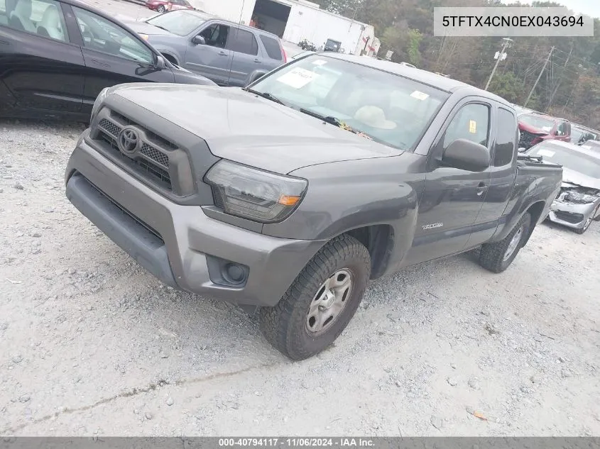 2014 Toyota Tacoma VIN: 5TFTX4CN0EX043694 Lot: 40794117