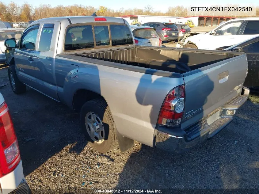 2014 Toyota Tacoma VIN: 5TFTX4CN1EX042540 Lot: 40848012