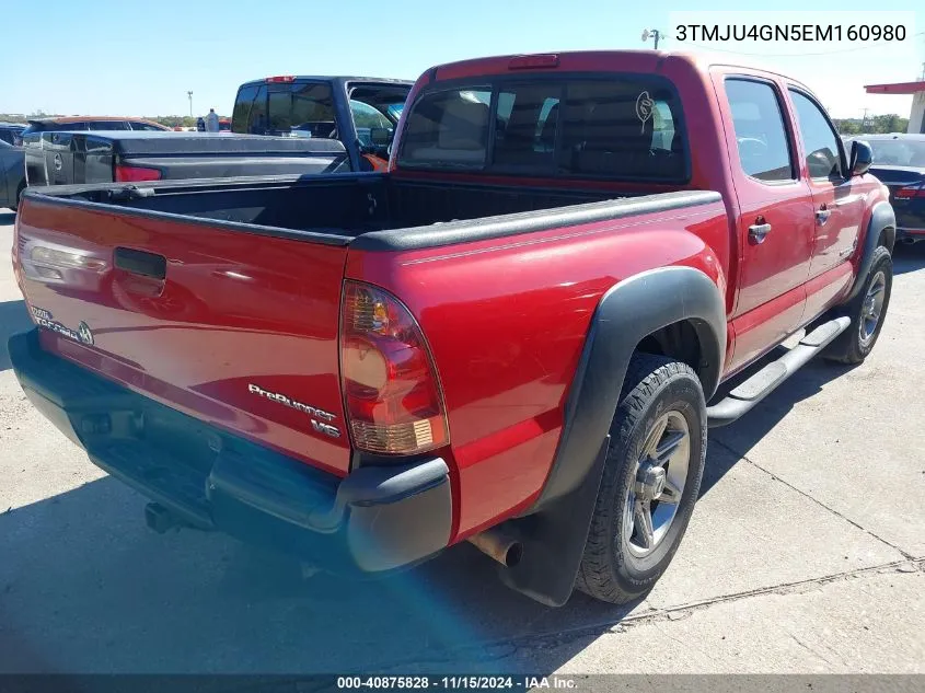 2014 Toyota Tacoma Prerunner V6 VIN: 3TMJU4GN5EM160980 Lot: 40875828