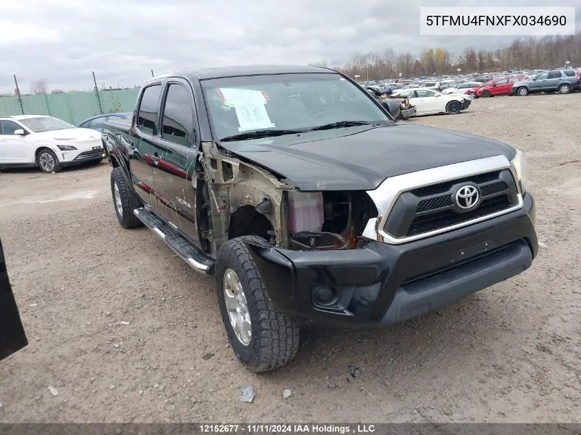 2015 Toyota Tacoma V6 VIN: 5TFMU4FNXFX034690 Lot: 12152677