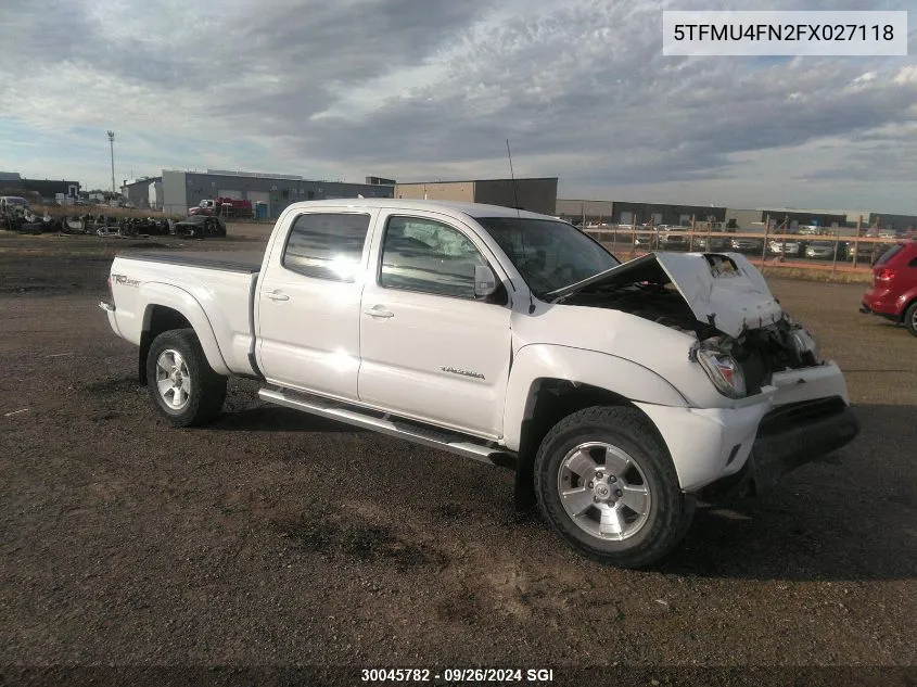 2015 Toyota Tacoma Double Cab Long Bed VIN: 5TFMU4FN2FX027118 Lot: 30045782