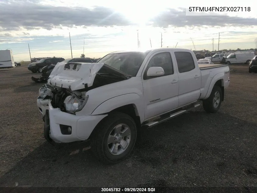 2015 Toyota Tacoma Double Cab Long Bed VIN: 5TFMU4FN2FX027118 Lot: 30045782