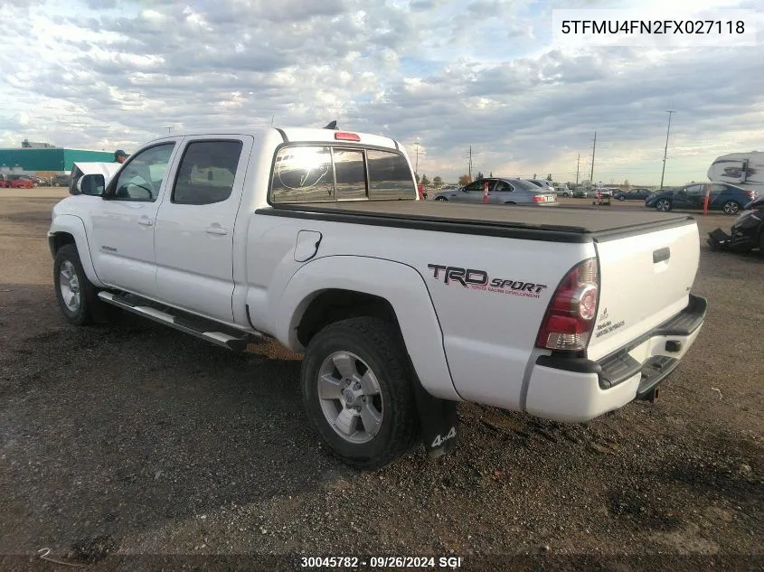 2015 Toyota Tacoma Double Cab Long Bed VIN: 5TFMU4FN2FX027118 Lot: 30045782