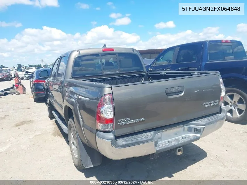 2015 Toyota Tacoma Double Cab Prerunner VIN: 5TFJU4GN2FX064848 Lot: 40321095