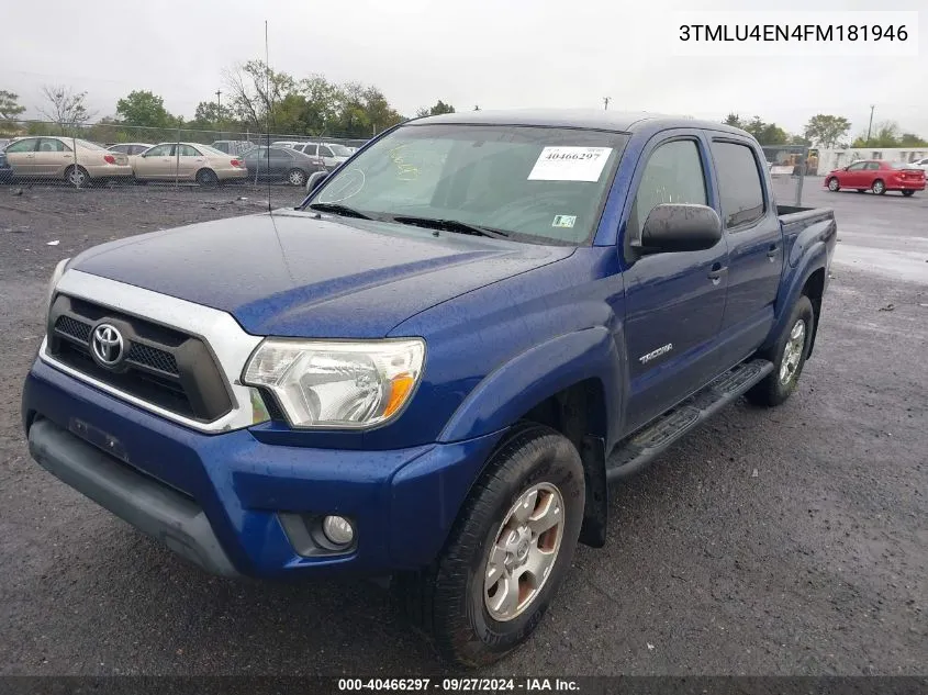 2015 Toyota Tacoma Base V6 VIN: 3TMLU4EN4FM181946 Lot: 40466297