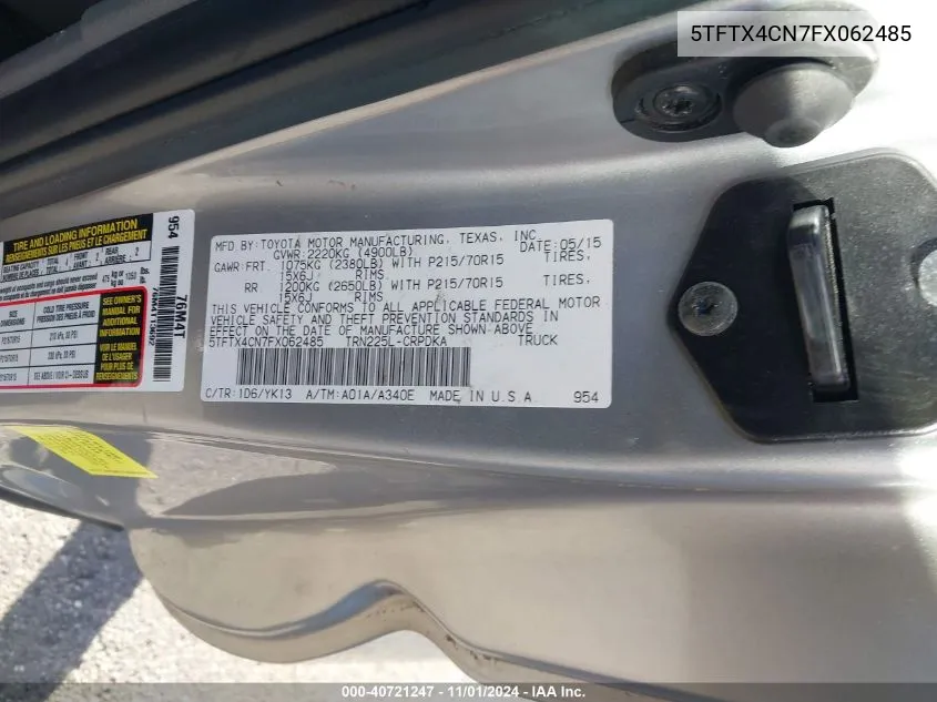 5TFTX4CN7FX062485 2015 Toyota Tacoma