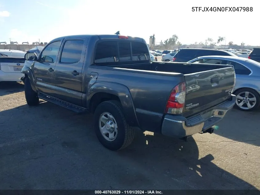 2015 Toyota Tacoma Prerunner VIN: 5TFJX4GN0FX047988 Lot: 40763029