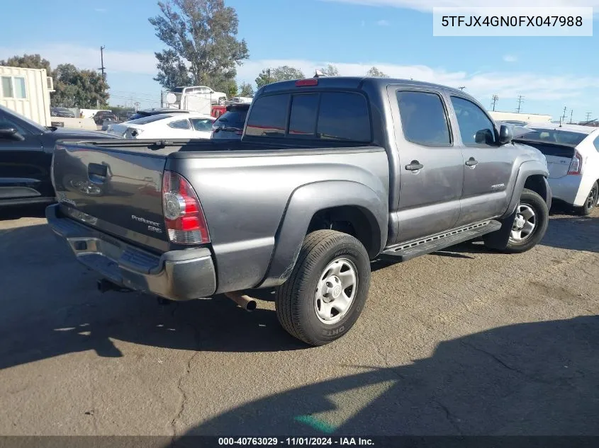 2015 Toyota Tacoma Prerunner VIN: 5TFJX4GN0FX047988 Lot: 40763029