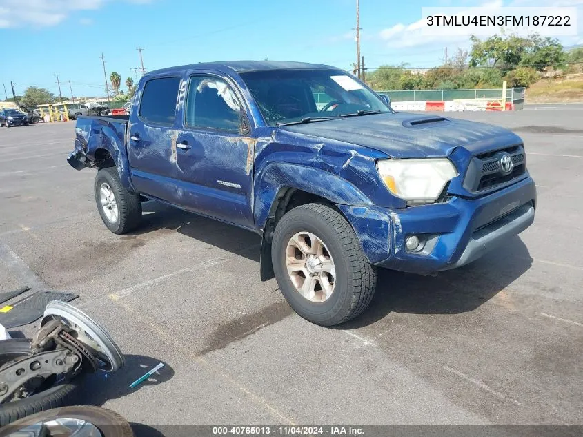 2015 Toyota Tacoma Base V6/Base V6 (M6)/Trd Pro VIN: 3TMLU4EN3FM187222 Lot: 40765013