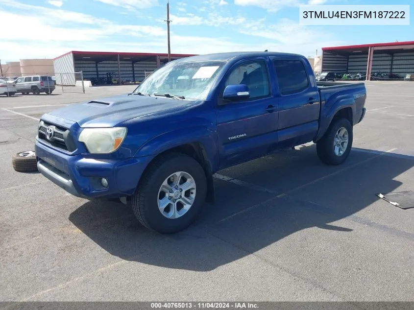 2015 Toyota Tacoma Base V6/Base V6 (M6)/Trd Pro VIN: 3TMLU4EN3FM187222 Lot: 40765013