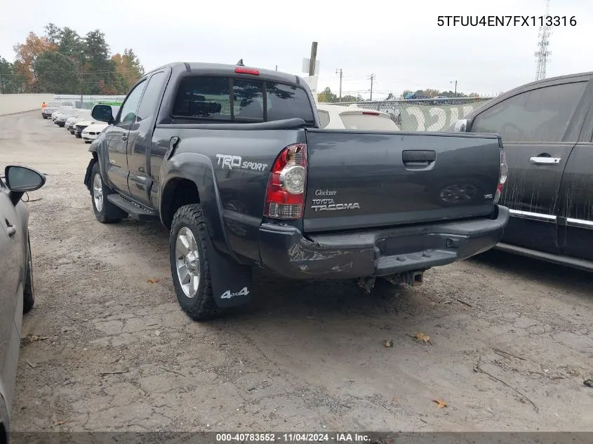 5TFUU4EN7FX113316 2015 Toyota Tacoma Access Cab/Trd Pro