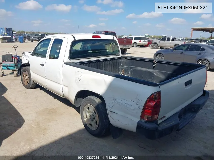 2015 Toyota Tacoma VIN: 5TFTX4CN0FX060321 Lot: 40837285