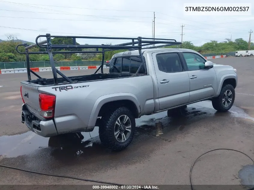 2016 Toyota Tacoma Sr5 VIN: 3TMBZ5DN6GM002537 Lot: 39948002