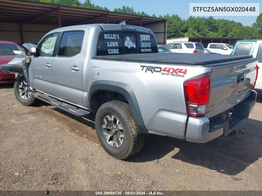 2016 Toyota Tacoma Trd Off Road VIN: 5TFCZ5AN5GX020448 Lot: 39989730