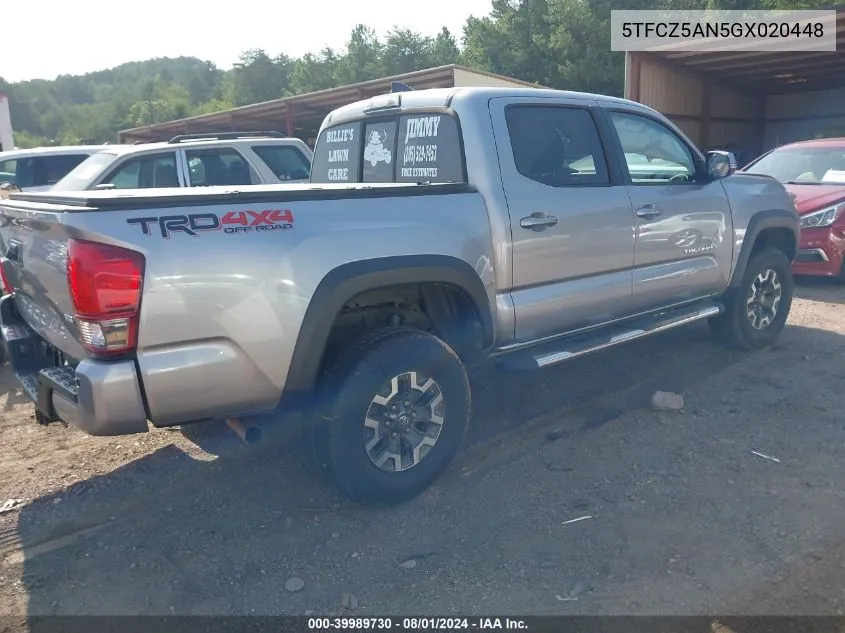 2016 Toyota Tacoma Trd Off Road VIN: 5TFCZ5AN5GX020448 Lot: 39989730