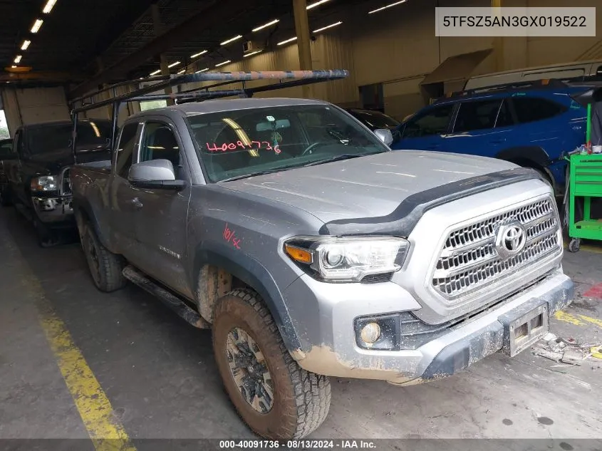 2016 Toyota Tacoma Trd Off Road VIN: 5TFSZ5AN3GX019522 Lot: 40091736