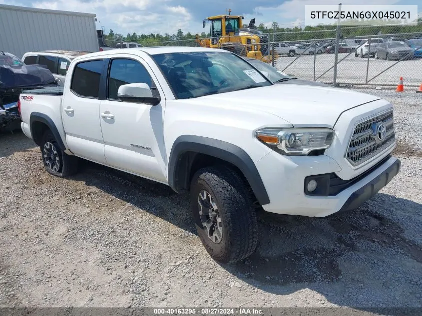 2016 Toyota Tacoma Trd Off Road VIN: 5TFCZ5AN6GX045021 Lot: 40163295