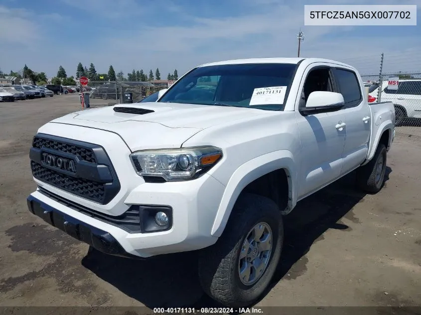 2016 Toyota Tacoma Trd Sport VIN: 5TFCZ5AN5GX007702 Lot: 40171131