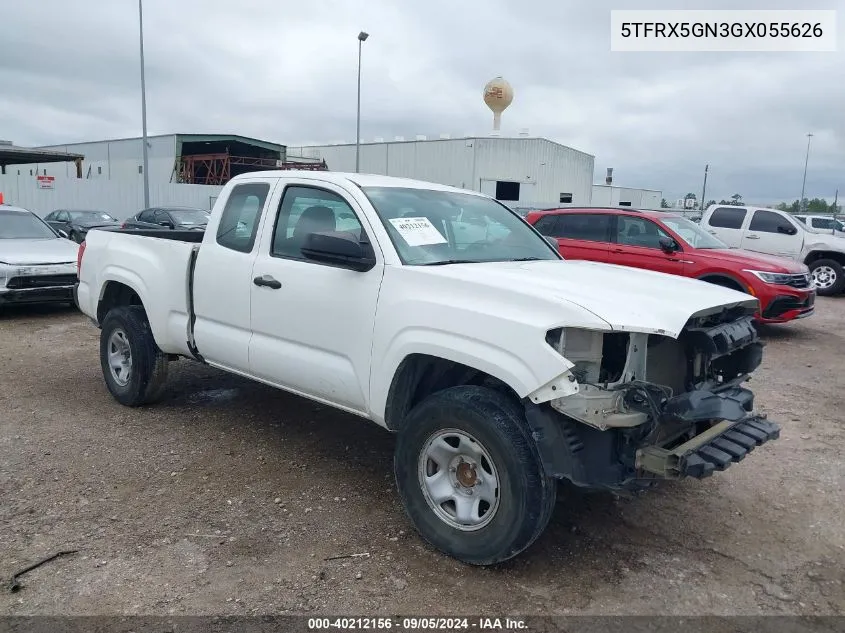 2016 Toyota Tacoma Access Cab/Sr/Sr5 VIN: 5TFRX5GN3GX055626 Lot: 40212156