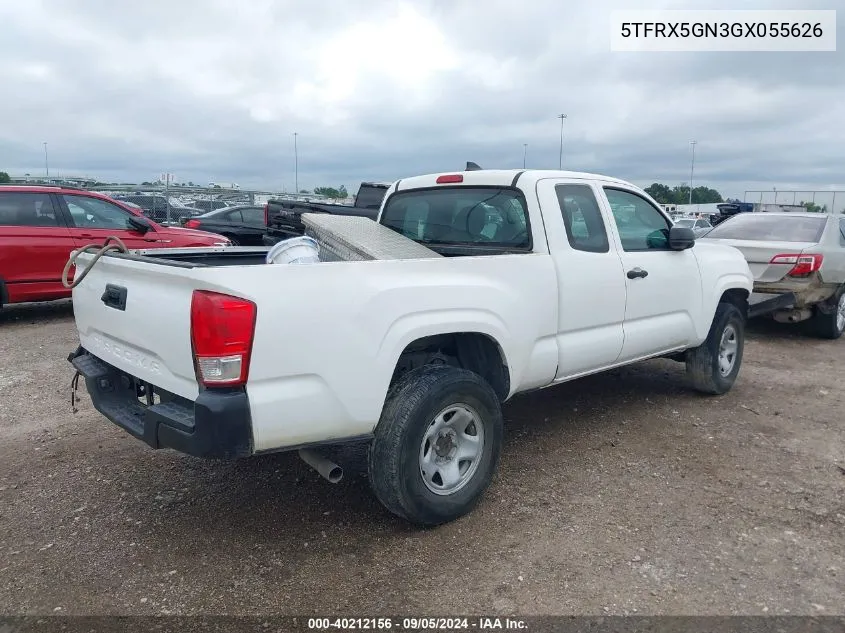 2016 Toyota Tacoma Access Cab/Sr/Sr5 VIN: 5TFRX5GN3GX055626 Lot: 40212156